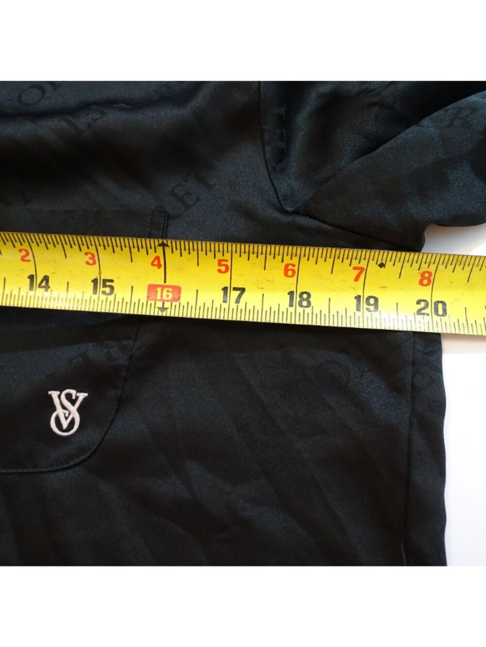 Victorias Secret 2 pc Black Pajama Set Satin Logo Jacquard Size XS Long Sleeve - Picture 12 of 16